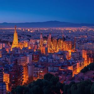 barcelona spain skyline at night